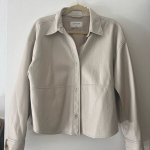 Babaton Light Beige Leather Button-Front Jacket